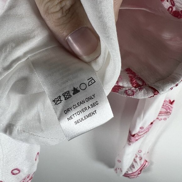 Hale Bob Mimi Embroidered Crepe Top XS White Pink Boho Hippie Floral - Picture 6 of 10